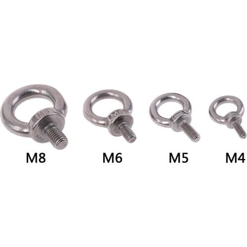 M4 M5 M6 M8 Eye Bolt Stainless Steel Marine Lifting Eye Bolt Ring Screw Loop Hole for Cable Rope Lifting