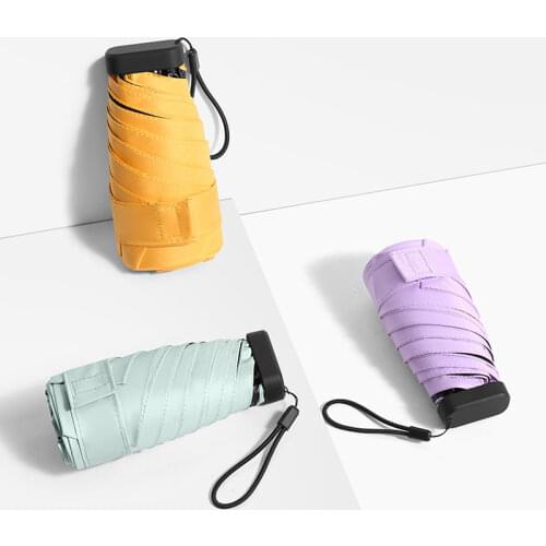 Candy Colors Mini Clear Umbrella Sun UV Protection Umbrellas Rain Women Portable Ultra-light Umbrella Men Parasol Paraguas