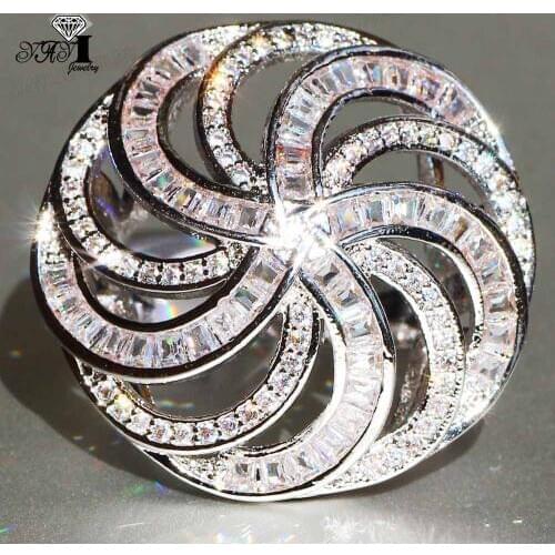 YaYI Jewelry Princess Cut 7.7 CT White Zircon Silver Color Engagement Rings wedding Heart Rings Girls Party ring Gifts 903