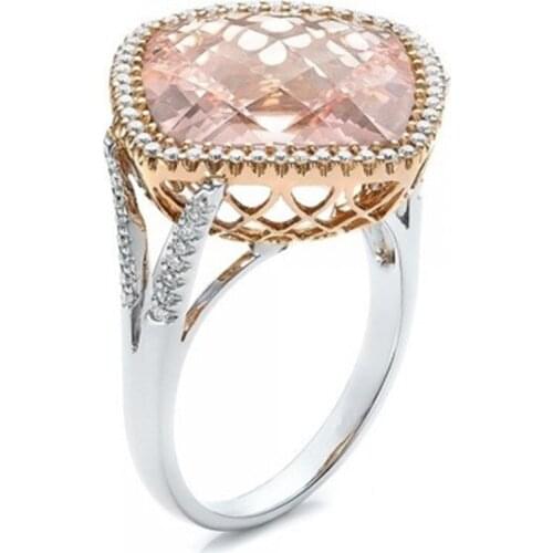 MFY Champagne Square Stone Rings For Women Engagement Wedding Band Color Zircon Micro Paved Princess RingNew store specials