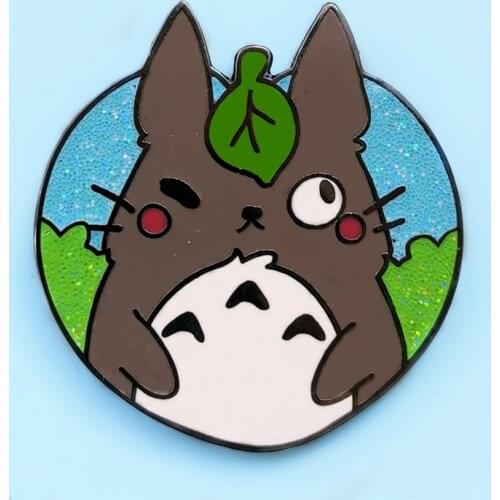 Cute Cartoon Flash Heart shaped Totoros Hard Enamel Pin Anime Movie Fan Collect Brooch Backpack Jewelry Animes Lovers Gift