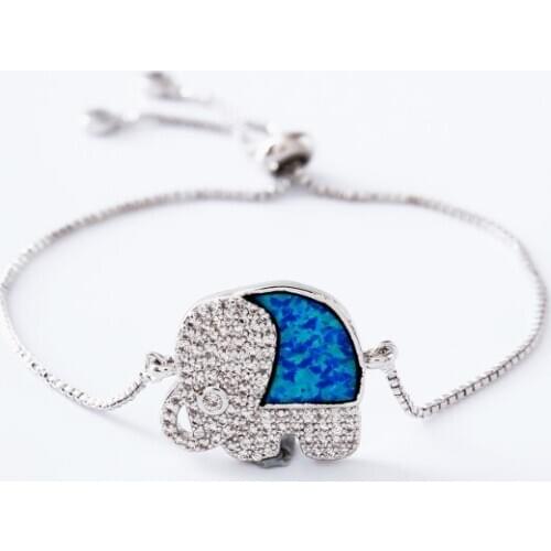 Gold silver Chain micro pave cz rope Cubic Zirconia adjusted Macrame bracelet Bangles Opal Elephant srt5 Charms gift