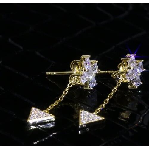 925 Hip Hop Jewelry CZ Earrings Drops CZ Dangles Jewellery Wholesale Mens Iced 925 Sterling Earring Hooks Hoop Earings