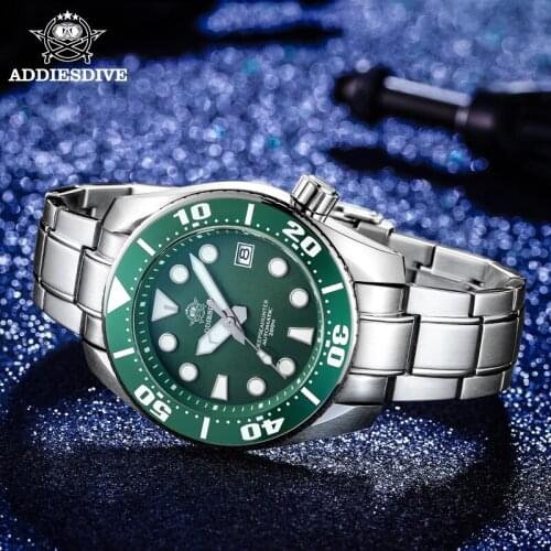 ADDIES Men NH35 Diver Watch Luxury Sapphire Crystal Automatic Mechanical Watch Men 316L Steel C3 Luminous Mens Diver Watches