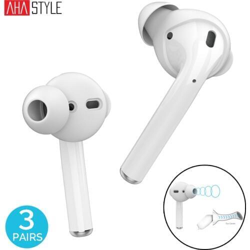 AhaStyle 3 Pairs Silicone Earbuds Covers Case for Apple AirPods Storage Hook Pouch + Anti-Slip Ear Tips for EarPods Accessories