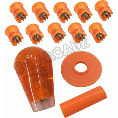 Arcade assembly parts 12V BL led Push Button + orange joystick Bat Top oval rocker + Dust gasket + Joystick Protective sleeve