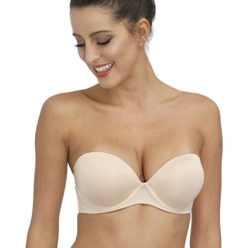 Strapless Bras For Women Push Up Padded Adjusted Convertible Sexy Lingerie Usual Bra Backless Straps Wedding White Plus Size