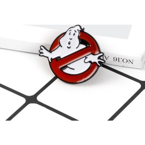 Ghostbusters Pin Movies Brooches No Ghosts Logo Enamel Pins Badge Vintage Punk Movie Jewelry Gift for fans friends Unisex