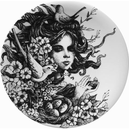 Porcelain My Women Series 25 cm Service Plate Cake Tray Western Steak Round Tray Kitchen Plate