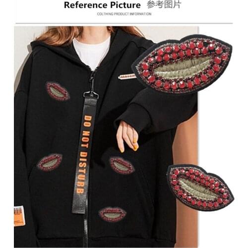 Lips, nails, embroidery fashion exquisite cloth denim jacket, pike, down jacket, diy, heavy work, accessories