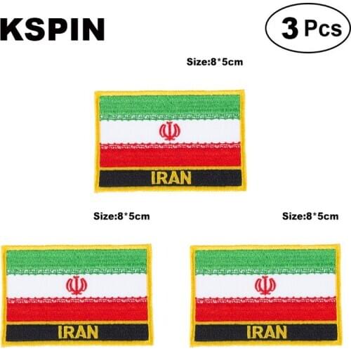Iran Rectangular Shape Flag patches embroidered flag patches national flag patches for clothing DIY Decoration