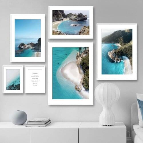 Aquatic Plants Sea Wave Islands Bay Reef Beach Art Canvas Painting Nordic Posters And Prints Wall Pictures For Living Room Decor