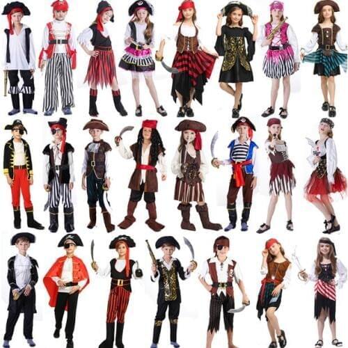 2019 Halloween pirate costumes deluxe cute child boy girl carnival children pirates the caribbean costume kids Masquerade Dress