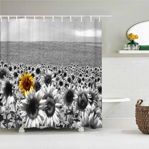 Beautiful Colorful Sunflower Flower Printed Shower Curtains Frabic Waterproof Polyester Decor Bath Curtain With Hooks 240x180cm