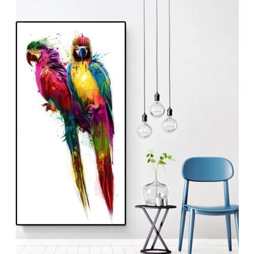 Colorful Bird Parrot Canvas Painting Animal Posters and Prints Cuadros Wall Art Picture for Living Room Home Decoration Unframed