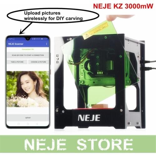 NEJE 3000mW laser engraver 445nm Wood Router Desktop Laser Printer Cutting Machine with NEJE Scanner wireless DIY Creation
