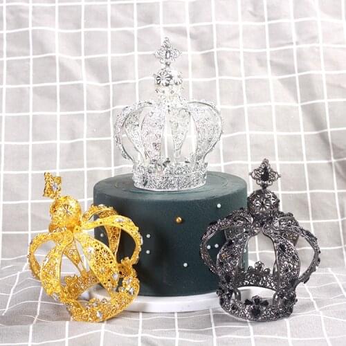 Ice Castle Retro Black Crown Cake Decoration Birthday Cake Dessert Table Decoration Crown Decoration