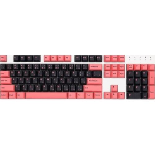 OMO Black Pink Cherry profile Dye Sub Keycap Japan Japanese Root for mechanical keyboard 60 87 104 tkl ansi xd64 bm60 bm68