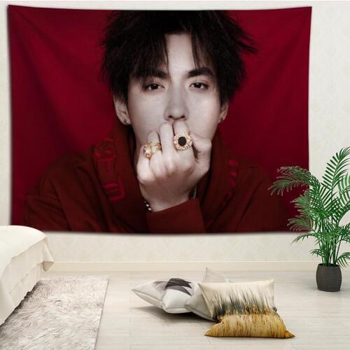 Custom Kris Wu printed Creative tapestry living room bedroom background wall fabric hanging painting small fresh