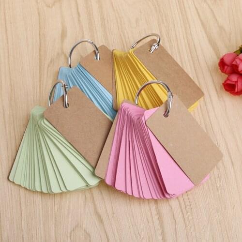 Kraft Paper Binder Ring Easy Flip Flash Cards Study Memo Pads DIY Stationery girls love