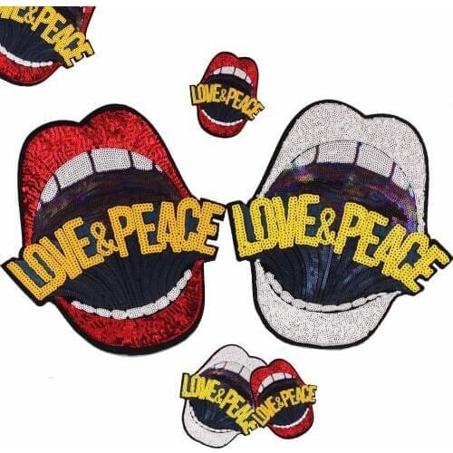 PGY 1 Piece Large Mouth Patch Fashion Girl Clothes Applique Fashion DIY Clothing Decoration Sew On Sequins for Clothes