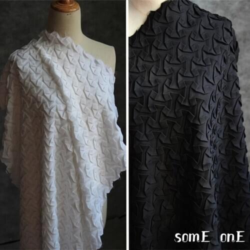 Pleated Chiffon Fabric Blade pattern Hand Woven Fold DIY Patches Skirt Shirt Dress Garment Designer Fabric 85*65cm