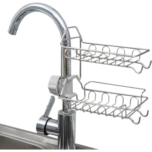 Kitchen Sink Storage Rack Kitchen Faucet Drain Shelf Sponge Dishcloth Towel Holder Stainless Steel Bathroom Organizer Newest