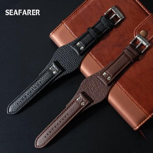 SEAFARER handmade genuine leather watchband 22mm strap for fossil CH2891 CH3051 CH2564 CH2565 watch band mens leather bracelet