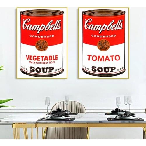 Pop Art Print Andy Warhol Tomato Soup Abstract Art Posters Kitchen Wall Art Canvas Painting Pictures for Living Room Decoration