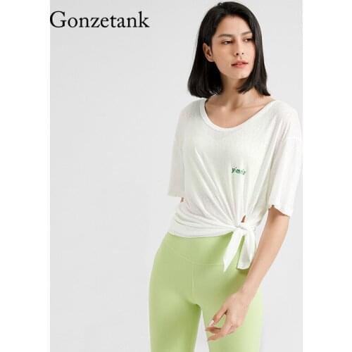 Yoga Shirts Women Loose Short Sleeve Running Fitness Sports Blouse Split Strap Quick Dry Gym Clothes Activewear Gym Crop Top