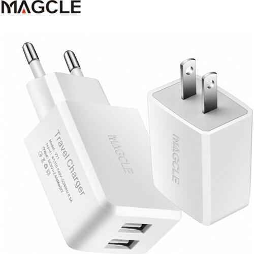 Magcle dual USB Charger 5V2.4A wall charger For mobile phone Dual USB Port Travel Wall Charger Smart Phone USB Charger adapter