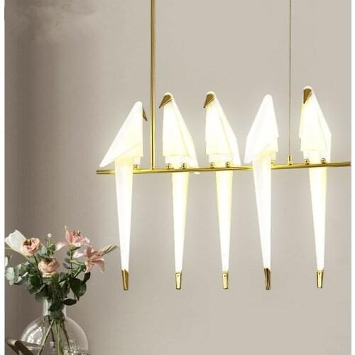 Modern Paper Crane LED Pendant Light Golden Bird Design Chandelier For Restaurant Living Dining Room Childrens