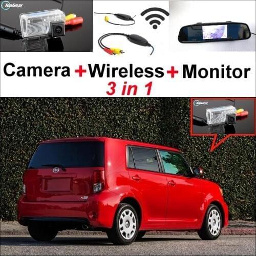 3 in1 Special Rear View Camera + Wireless Receiver + Mirror Monitor Easy DIY Back Up Parking System For Scion XB XD