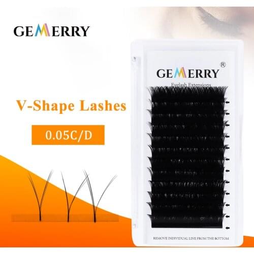 V Shape Lashes Auto-Fans Eyelash Extension Volume Fans Lashes Soft Faux Mink 0.05 mm Easy-Fans Premium Natural Eyelashes Gemerry