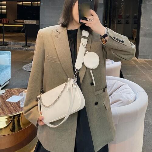 Fashion Chains Women Shoulder Bags Designer Handbags PU Leather Crossbody Baguettes Bag Woman Small Purses Female Clutch 2 set