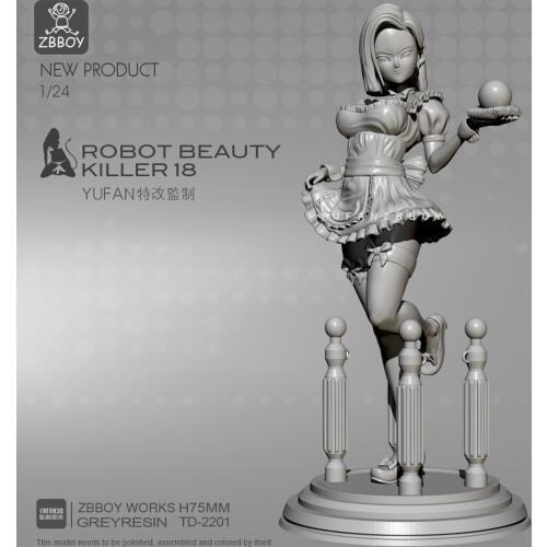 1/24(75mm) Resin Figure Kits Artificial maid resin model self-assembled TD-2201