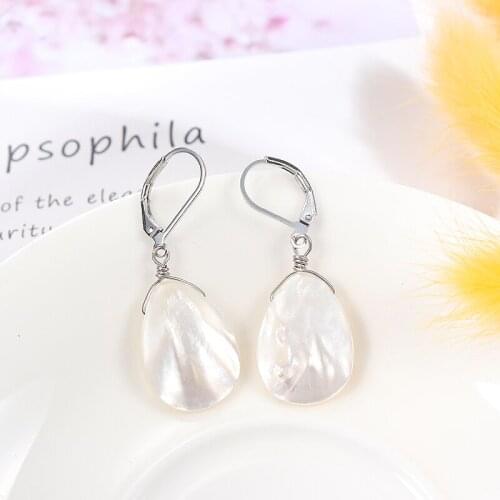 1 Pair Natural Shell Dangle Earrings Female Bohemia Banquet Ear Jewelry Charm Silver Color Shell Drop Earring Gifts For Girls