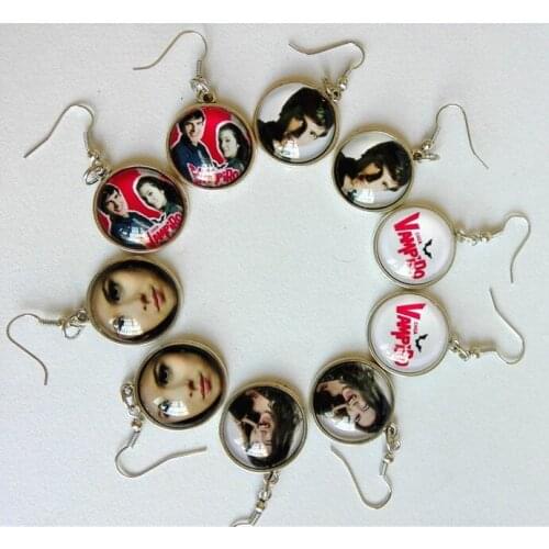 12pairs/lot CHICA VAMPIRO Earrings for Girls wonmen Glass Earrings Handcuffs Drop Earrings Cabochon Earrings best gift