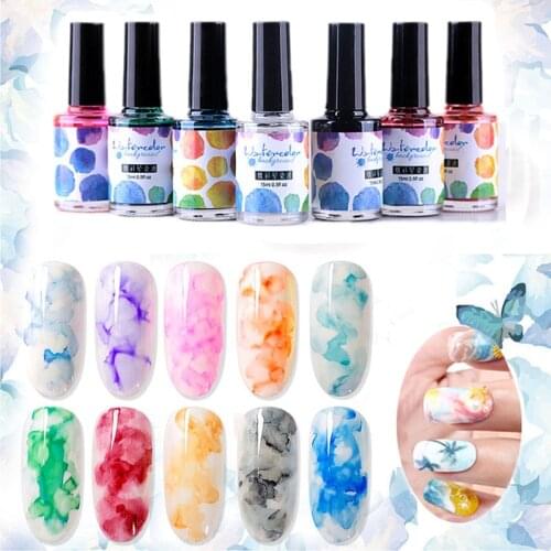 Fast Dry Nail ink smudge Liquid Professional Blooming Gradient DIY Watercolor Smudge Bubble Ink Nail Art Nail Polish 15ml SMJ