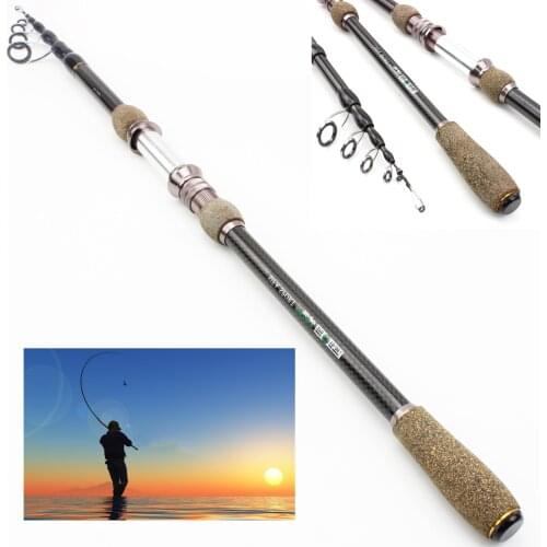 2.1M 2.4M 2.7M Carbon Fiber fishing rod Super short Portable Spinning pole telescopic lure fishing rod Trout carp fishing pole