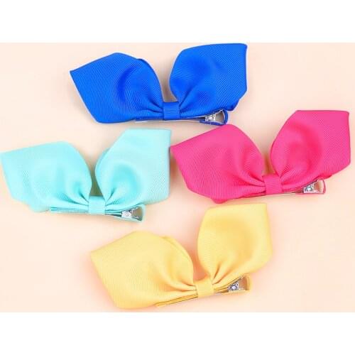 2Pcs/set New Solid Ribbon Hair Bows Clips Vintage Bowknot Side Hairpin Cute Girls Barrettes Headdress Hair Accessories For Women