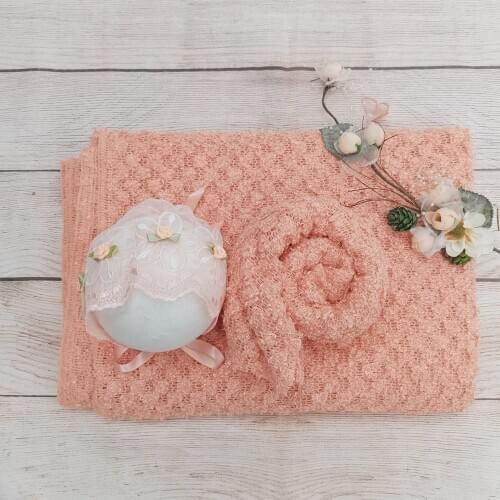 3PCS/Lot Soft Photo Shoot Accessories 100x75CM Fabric,75x50CM Wrap with Infant Floral Bonnet for Newborn Baby Photography Props