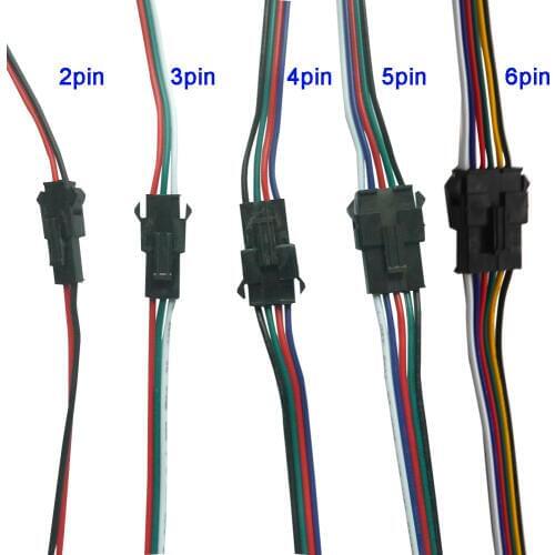 5pairs 2pin 3pin 4pin 5pin 6pin JST LED Connectors Male And Female Connector for 3528 5050 WS2811 WS2812 LED Strip Tape light