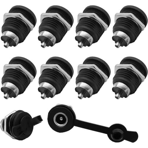 5Pcs DC-022D 5.5x2.1mm DC Power Female Jack Connector With Nut Panel Mount DC Power Socket Charging Adapter