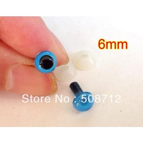 Free shipping!!!!DIY felt toy ------200pcs 6mm Blue Plastic Safety Eyes With Safety back /Blue pupil toy eyes