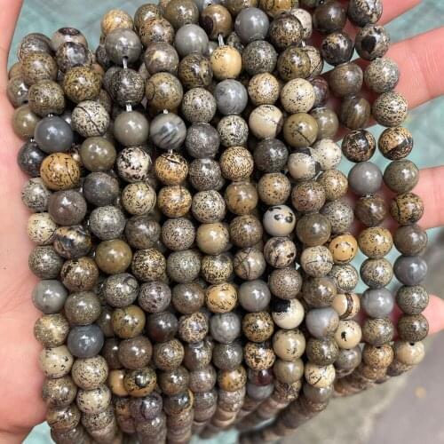 Natural Brown Caohua Stone Beads 6mm 8mm 10mm Pick Size 15'' Strand Round Loose Gemstone Beads DIY For Jewelry Making Bracelet