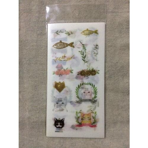 80mmx160mm happy cat decorative sticker(1pack=6pieces)