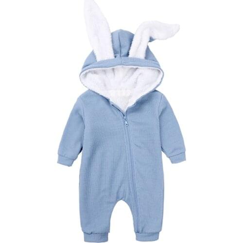 Baby Warm Cotton Fleece Snowsuit Hooded Romper Jumpsuit for Baby Girl Boy 0-18 Months