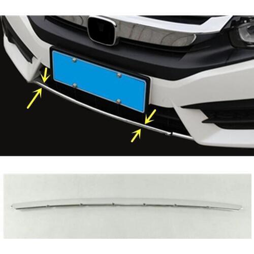 For Honda Civic 10th Sedan 2016 2017 2018 2019 Car Cover ABS Chrome Trim Front Bottom Racing Grid Grill Grille Bumper Edge 1pcs