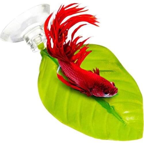 Home Ornamental Plant Hammock Aquarium Play Rest Spawning Vivid Decoration Tank Betta Fish Fake Hide Simulation Leaf With Base